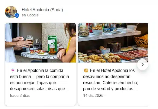 Publicaciones activas en Google My Business para hoteles con contenido real y actualizado