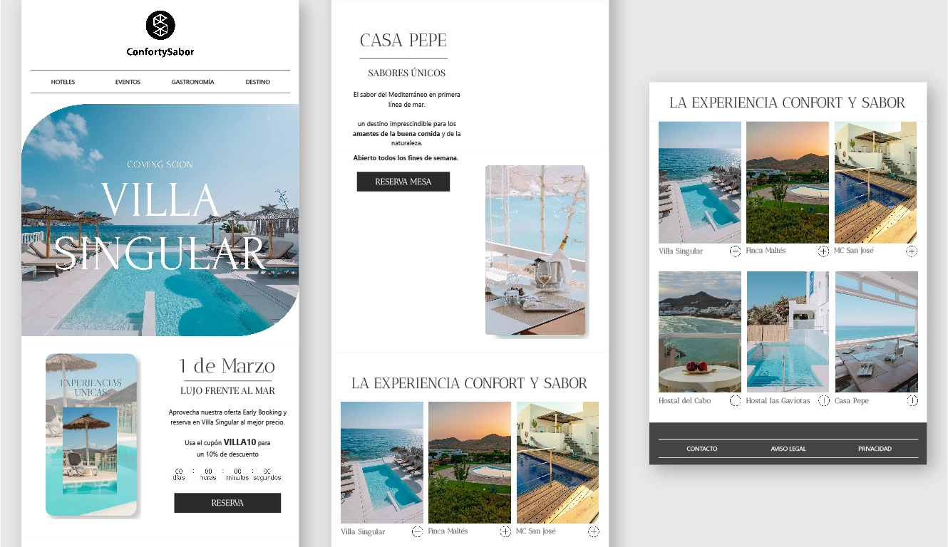 newsletter branding para hoteles confortysabor